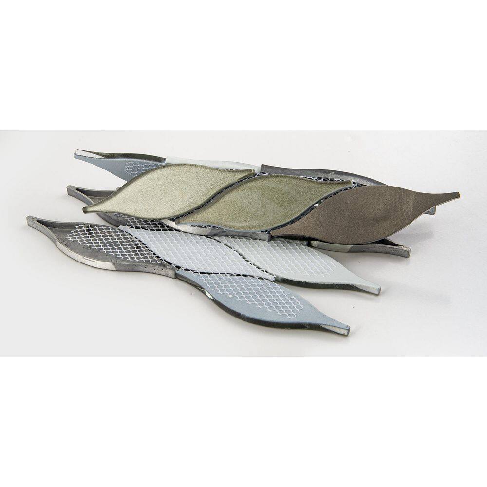 Tipper Black and Silver Glossy Arabesque Mosaic Wall Tile