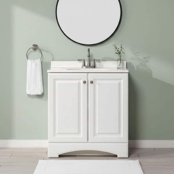 31 in. Single Sink White Bath Vanity with White Cultured Marble Top (Assembled)