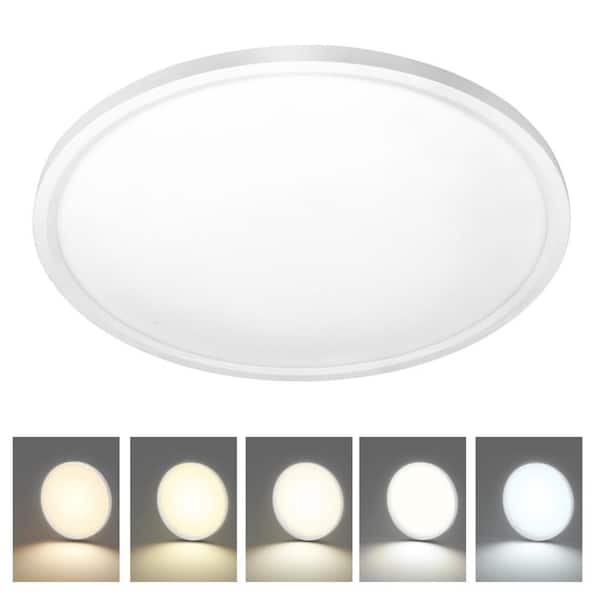 16 in. Round White New Ultra-Low Profile Integrated LED Flush Mount Ceiling Light 5CCT Selectable
