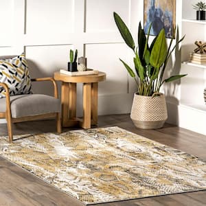 Aideen Modern Snake Patterned Beige 4 ft. x 6 ft. Area Rug
