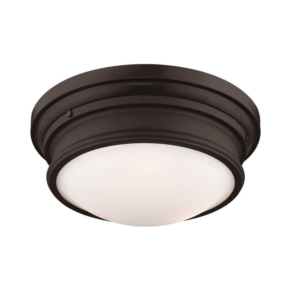 Bronze 15.5" Hand Blown Glass 3-Light Flush Mount