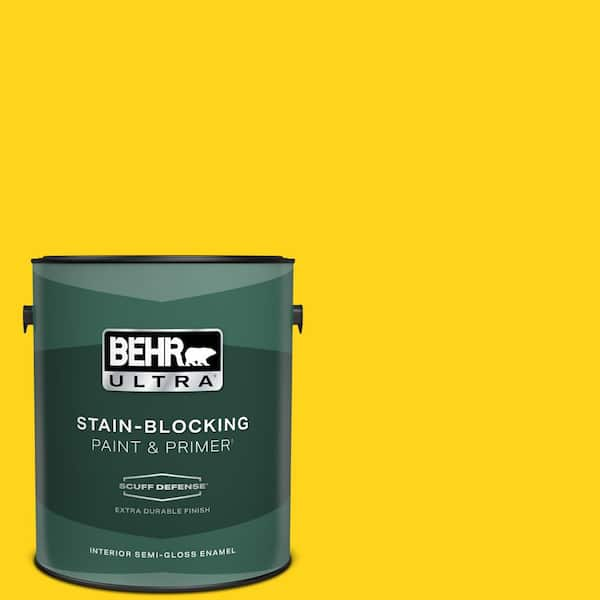 BEHR ULTRA 1 gal. #S-G-390 Lemon Zest Extra Durable Semi-Gloss Enamel Interior Paint & Primer