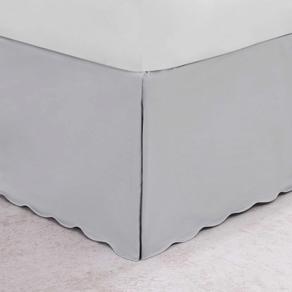 Stone Cottage SC Solid Grey Cotton Queen Tailored 15 in. Drop Bed Skirt