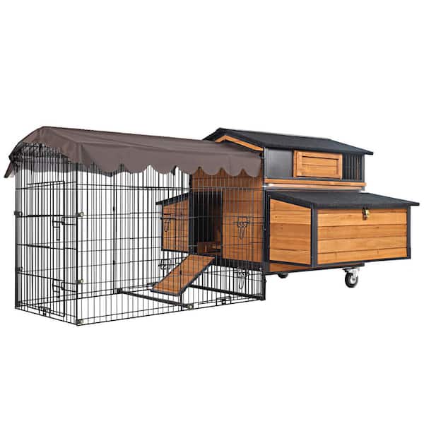 Backyard Large Metal Frame Chicken Coop, Wooden Hen House for 4-6 Chickens