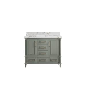 Hudson 42 in. W x 22 in. D x 36 in. H Single Sink Bath Vanity in Evergreen with 2 in. Viola Brown Qt. Top