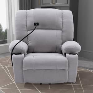 Gray Power Lift Recliner Chair with Massage, Heat, Remote, Phone Holder, Cup Holders