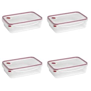 Ultra Seal 4-Piece 16 Cup Rectangular Food Storage Containers, Red
