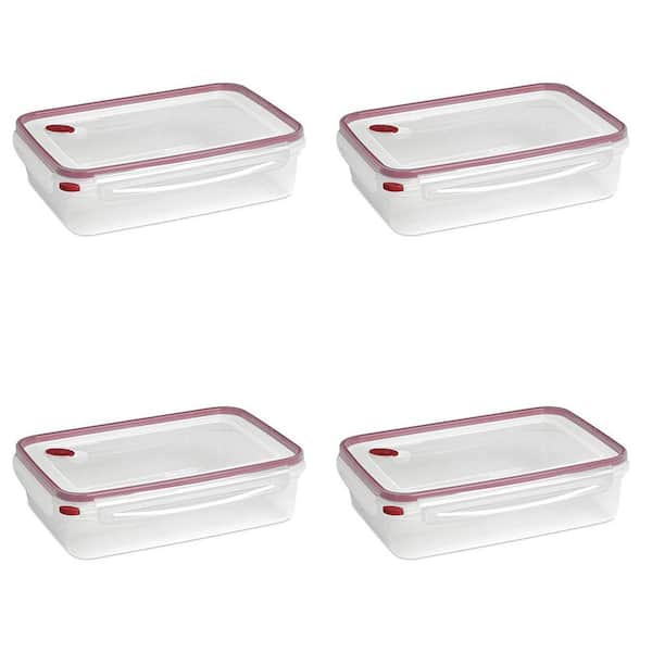 Sterilite Ultra Seal 4-Piece 16 Cup Rectangular Food Storage Containers, Red