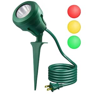 400 Lumen Green Waterproof Plug-In Integrated LED Landscape Flood Light with 3 Extra Lenses (Red Yellow Green)