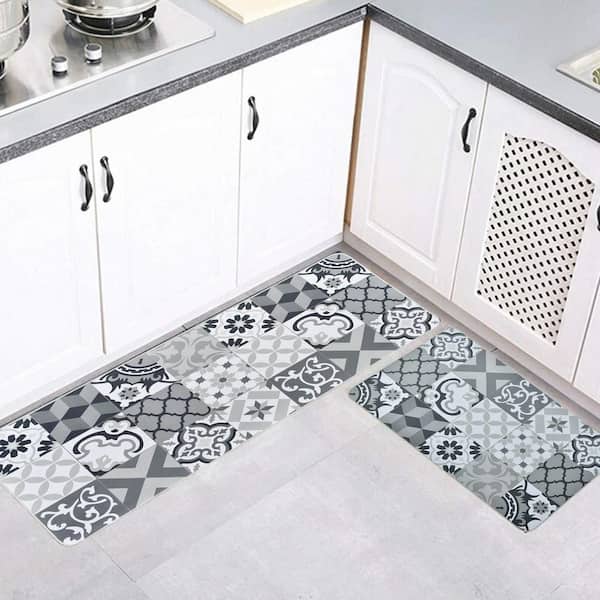 Arabesque Black/Tan 20 in. x 48 in. and 20 in. x 32 in. Polypropylene Set  of 2 Kitchen Mats L490041081SET2 - The Home Depot