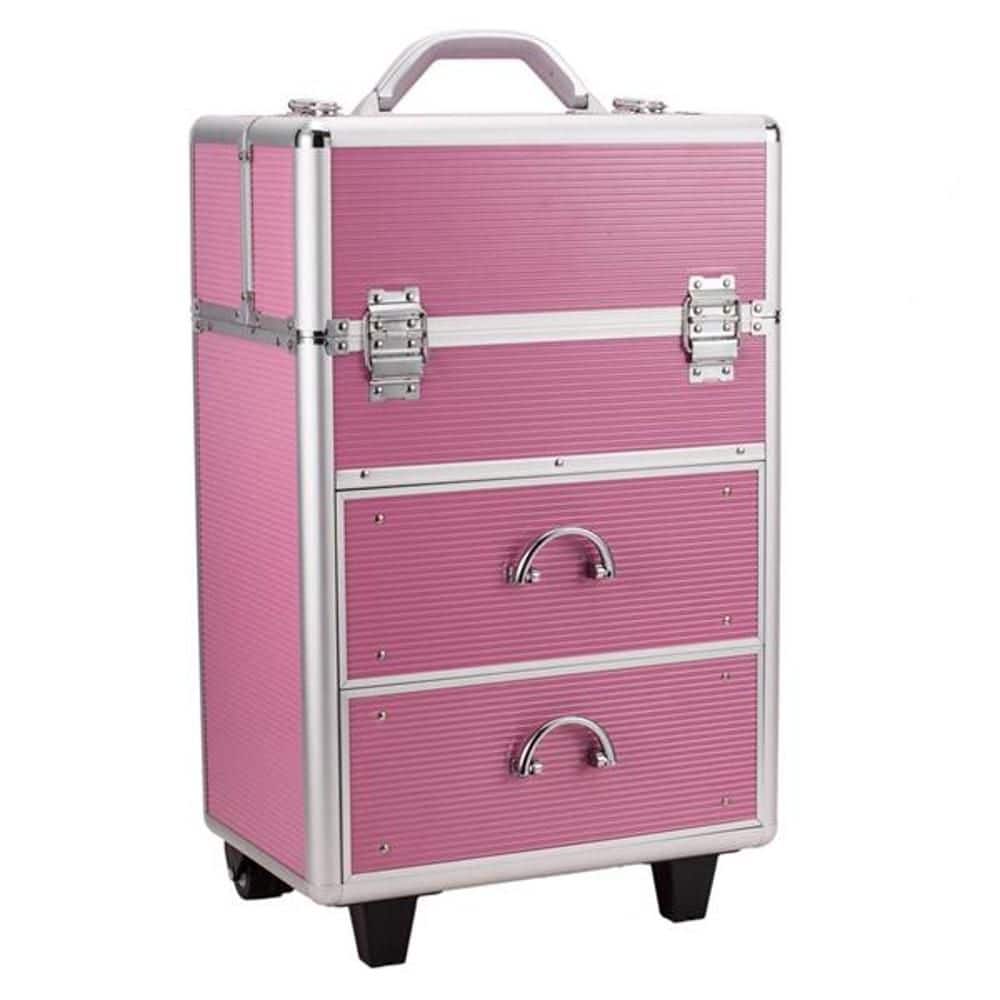 4-Tier Aluminum Lockable Cosmetic Organizer in Pink, Makeup Train Case with Extendable Trays and Handle price history on PriceWatchPro