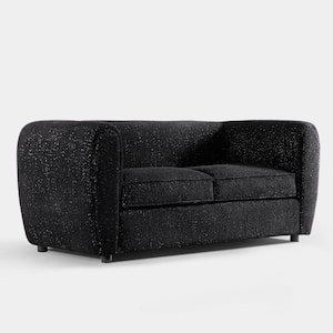Katie 67 in. Black Boucle Polyester Fabric 2-Seater Modern Loveseat With Pocket Coil Cushions