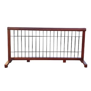 Mahogany 42.2 in. x 14.6 in. Free Standing Wire Mesh Pet Gate, Expandable, MAHOGANY