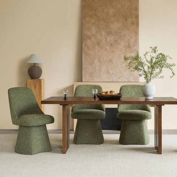 Vesperis Moss Green Fabric Upholstered Swivel Dining Chair with Wood Frame Modern Side Chair for Diningroom (Set of 4)