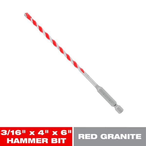 3/16 in. x 4 in. x 6 in. SPEEDemon Red Granite Carbide-Tipped Hammer Drill Bit