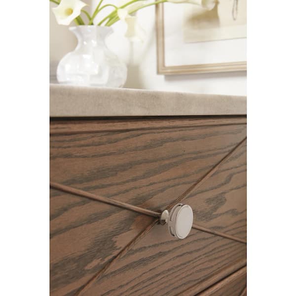 Oberon 1-3/8 in. (35mm) Modern Polished Nickel/Frosted Acrylic Round Cabinet Knob