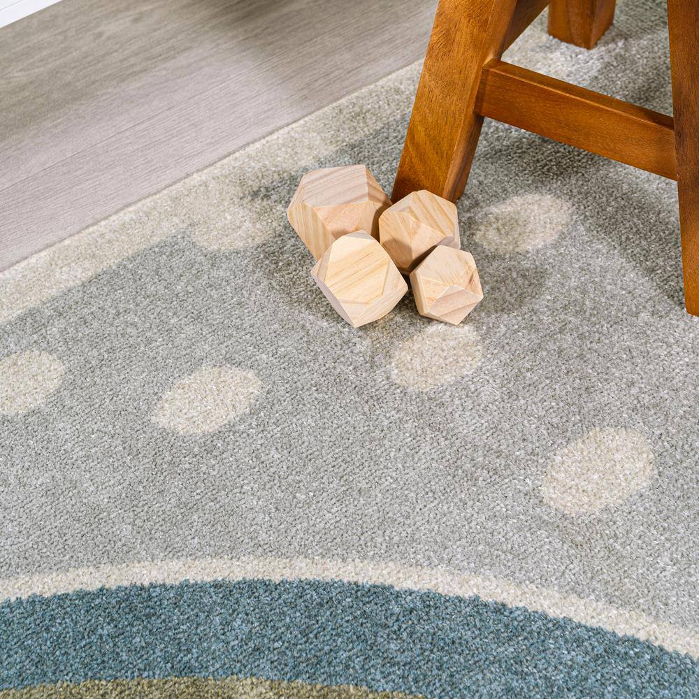 Gray Abstract Rainbow 8' x 10' Washable Kids Rug