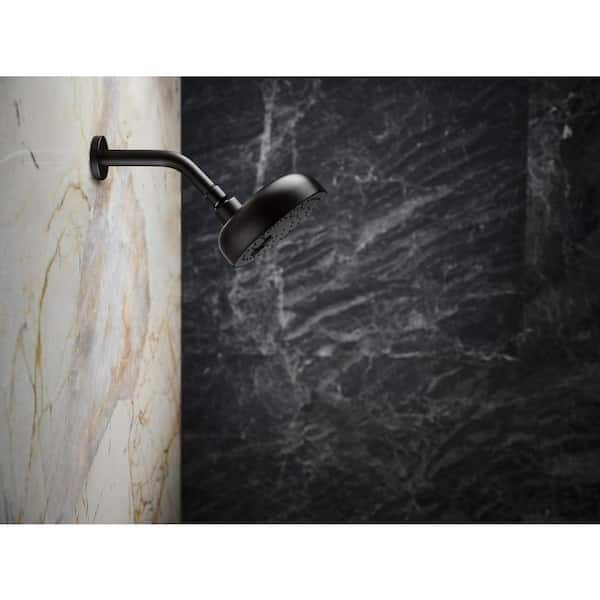 Statement Shower Arm and Flange in Vibrant Brushed Moderne Brass