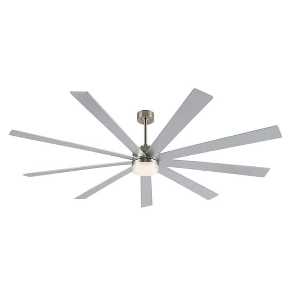 MLiAN 72 in. 9-Blades LED Indoor Nickel and Silver Ceiling Fan with Remote