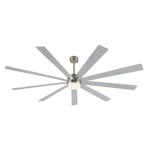 72 in. 9 Blades LED Indoor Nickel and Silver Ceiling Fan with Remote