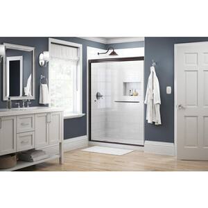 Simplicity 60 in. x 70 in. Semi-Frameless Traditional Sliding Shower Door in Bronze with Clear Glass
