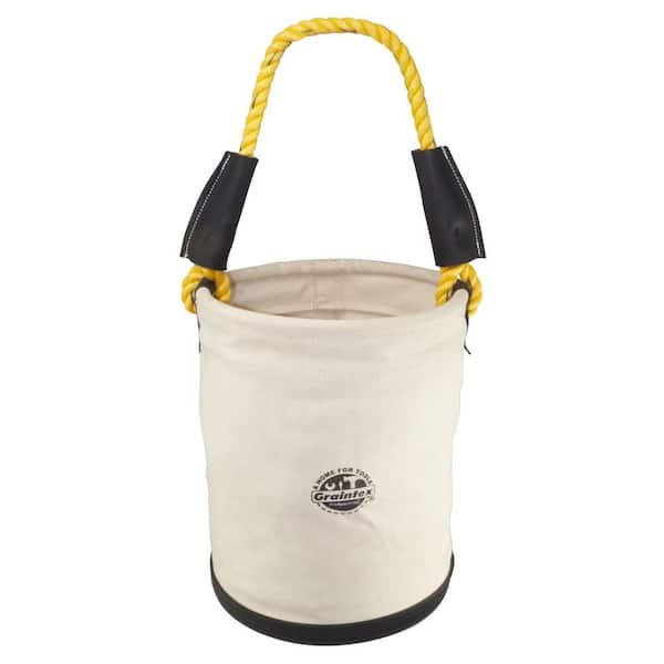 12 in. 1 Pocket Utility Canvas Bucket with Plastic Bottom
