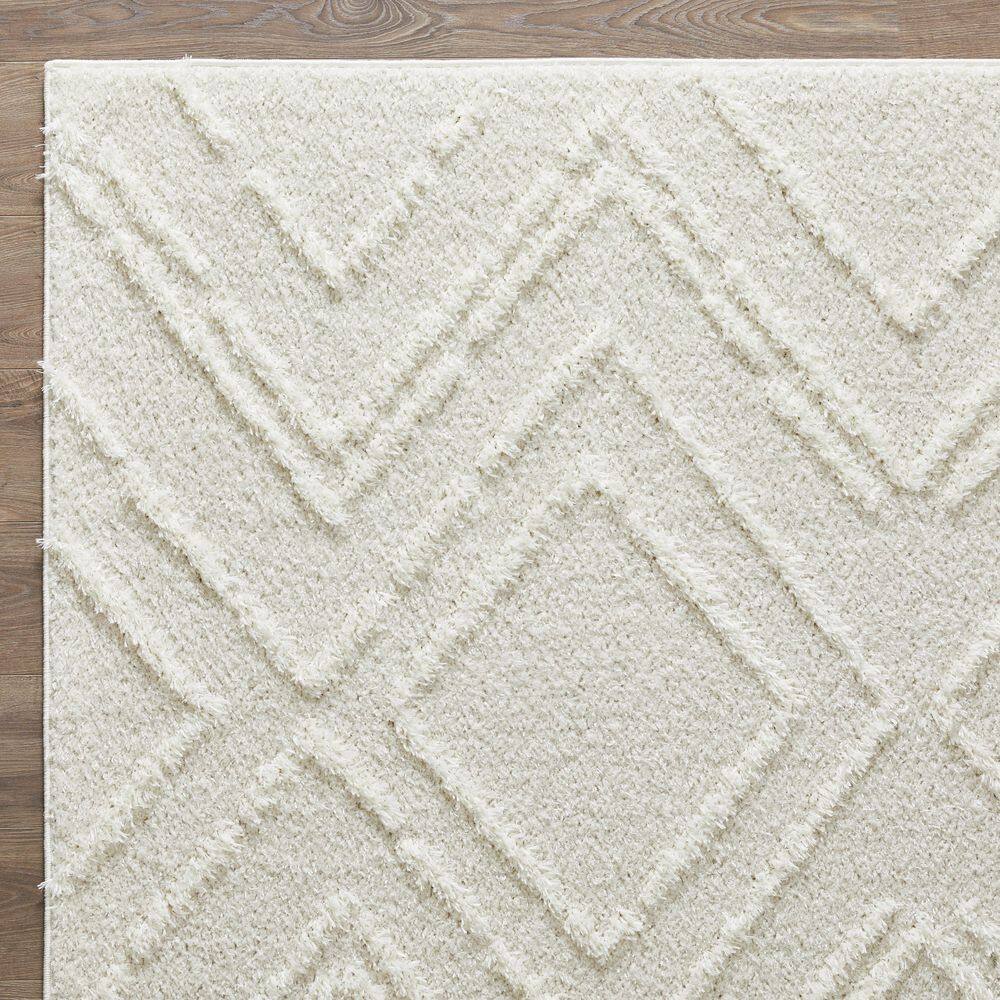 Cream 9' x 12' Stain-Resistant Synthetic Area Rug