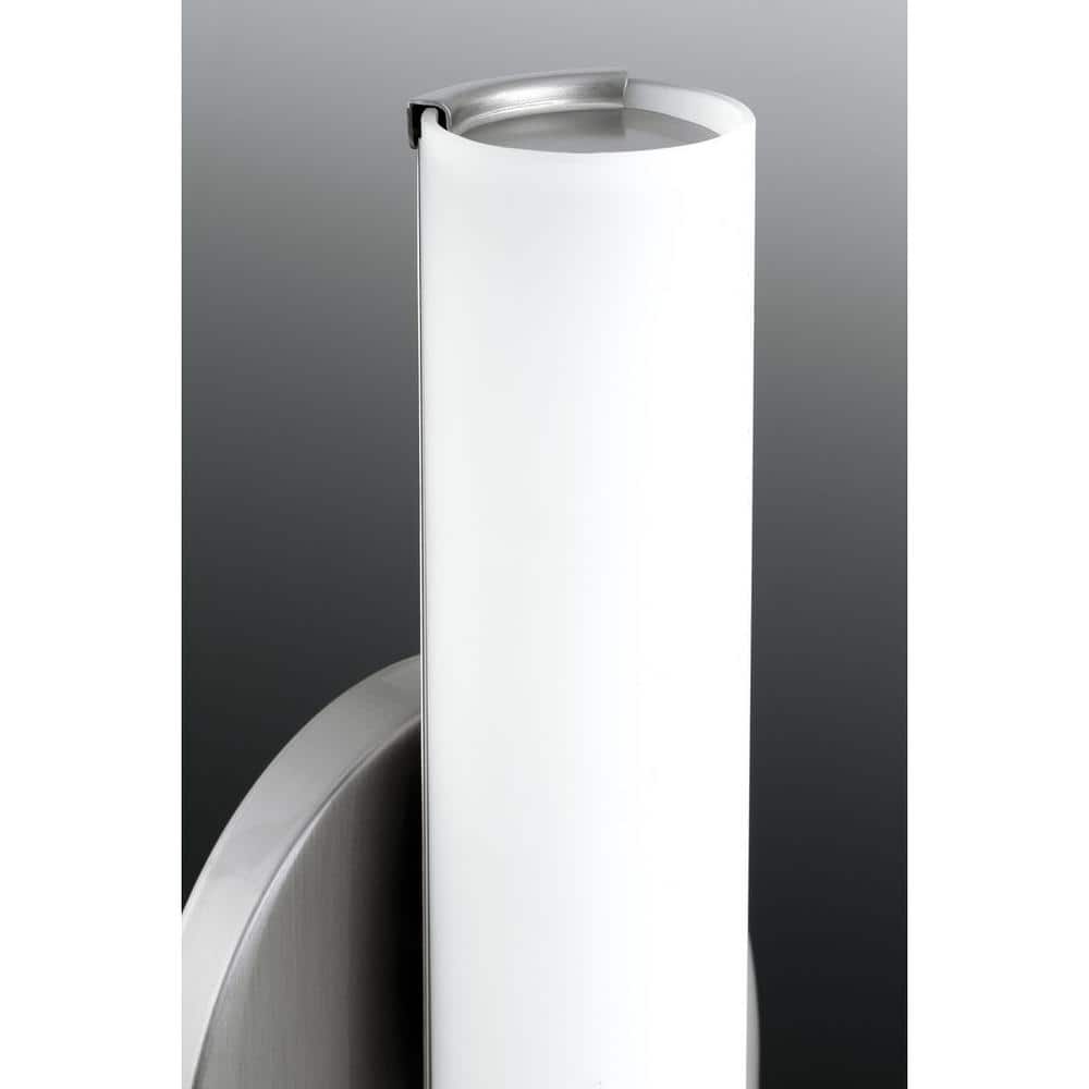 Brushed Nickel Cylinder LED Wall Sconce with Opal Glass