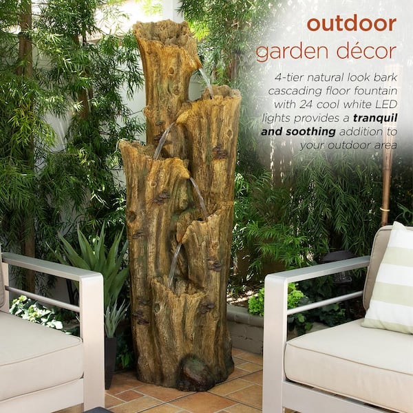 Alpine Corporation 65 in. Tall Outdoor 4-Tier Cascading Tree Bark