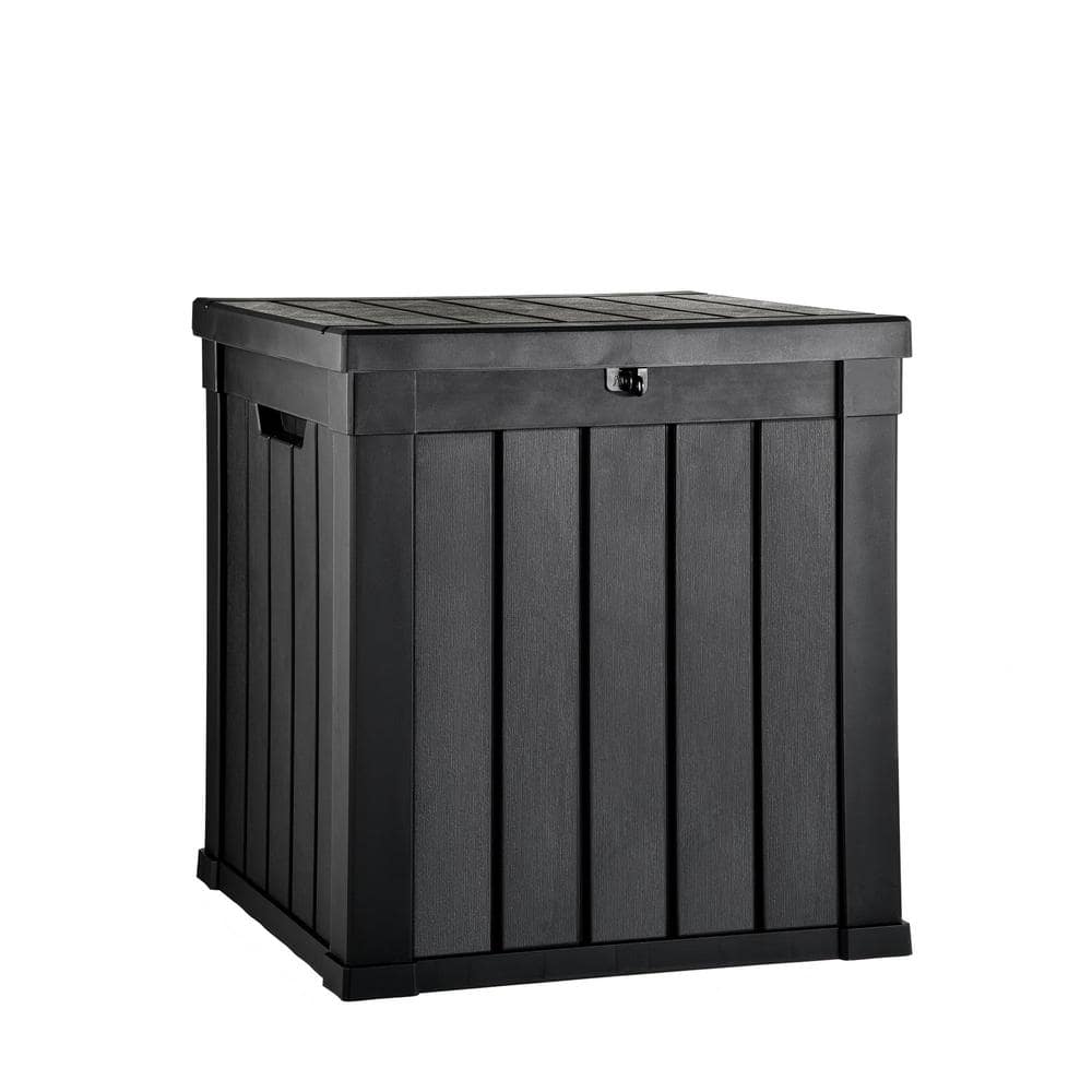 51 Gal. Black Resin Deck Box Outdoor Storage Box with Lockable Lid