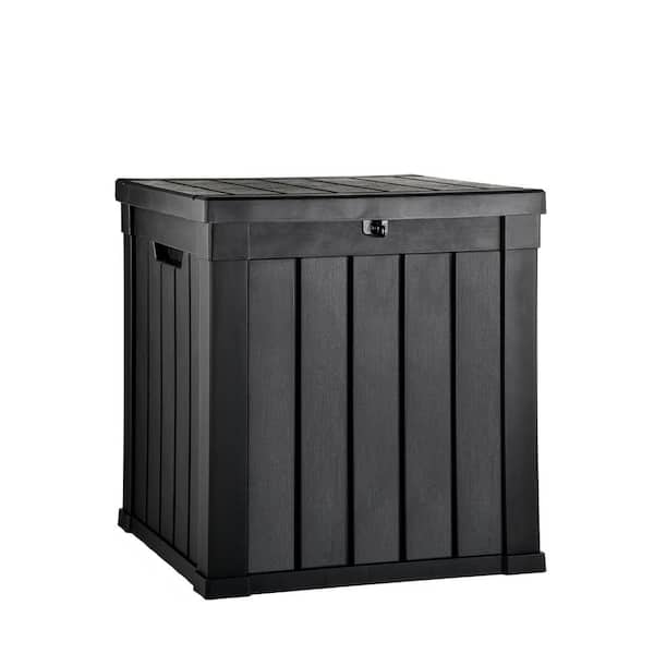 Unbranded 51 Gal. Black Resin Deck Box Outdoor Storage Box with Lockable Lid