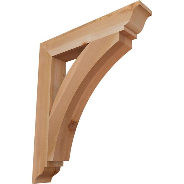Ekena Millwork 3.5 in. x 28 in. x 24 in. Western Red Cedar Thorton Traditional Smooth Bracket