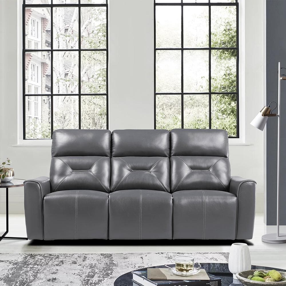 Brimmer 81.5 in. W Straight Arm Faux Leather Rectangle Power Double  Reclining Sofa with USB Ports in. Dark Gray 9446GY-3PW - The Home Depot