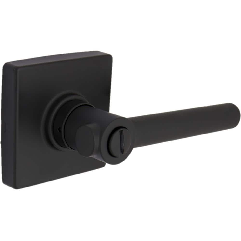 Highland Matte Black Bed and Bath Door Handle with Square Rose