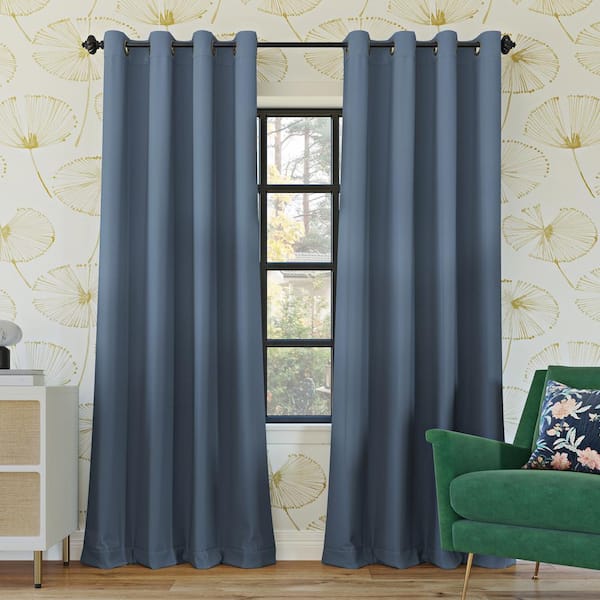 Sun Zero Oslo Theater Grade Denim Blue Polyester 52 in. W x 95 in. L Grommet 100% Blackout Curtain (Single Panel)