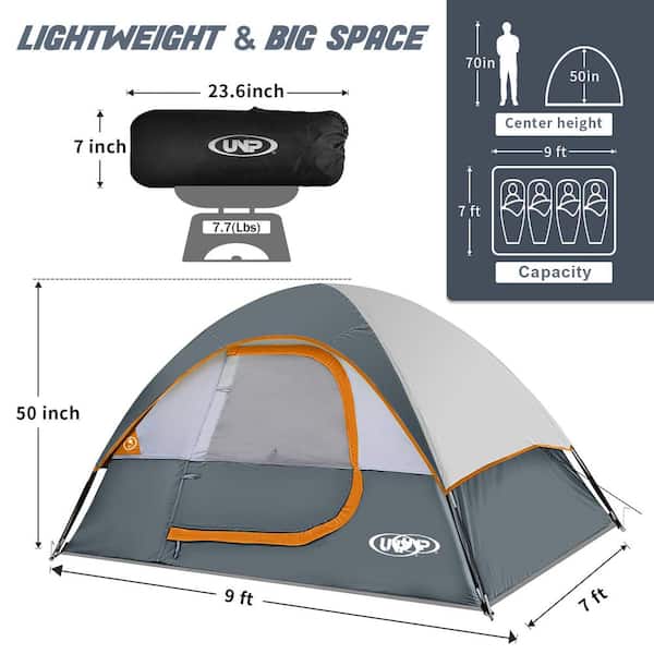 Zeus & Ruta 9 ft. x 7 ft. 4 Person Grey Camping Tent with