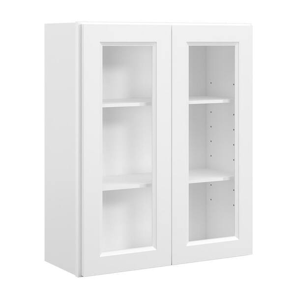 21 in W x 12 in D x 30 in H in Traditional White Plywood Ready to Assemble Kitchen Wall Cabinet with Doors and Shelves