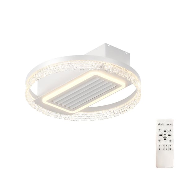 Jushua 20 in. Modern Leafless 6 Speeds DC Motor Indoor White Ceiling Fan with Dimmable Integrated LED, Remote Control