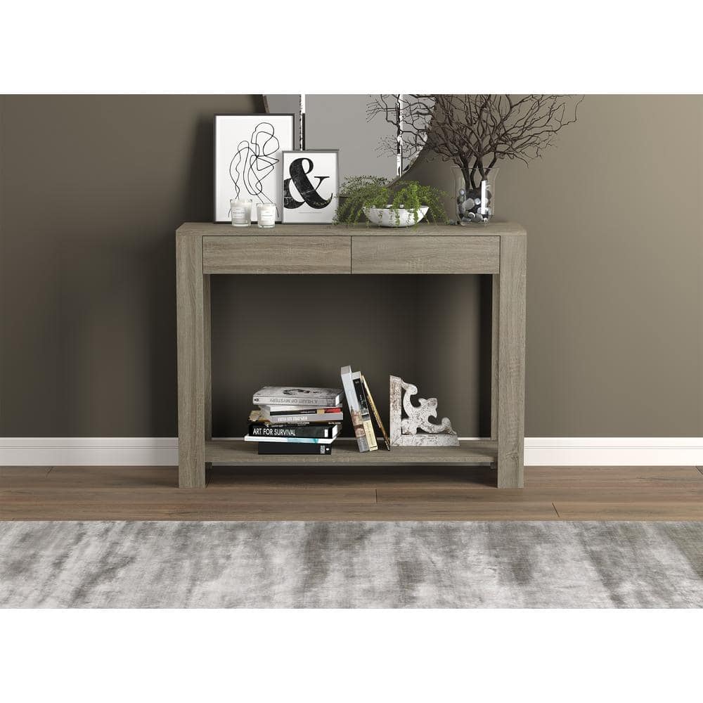 Dark Taupe 40"L Modern Console Table with Storage