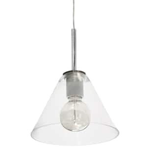 Roswell 1-Light Satin Chrome Pendant with Glass Shade