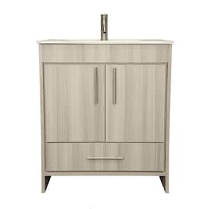 Pacific 30 in. x 18 in. D Bath Vanity in Ash Gray with Ceramic Vanity Top in White with White Basin