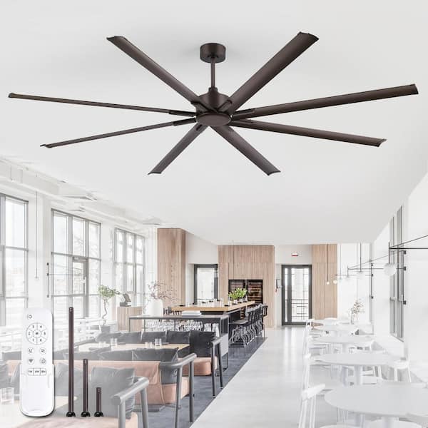 96 in. Indoor/Outdoor Brown DC Motor Industrial Ceiling Fan with Remote Control