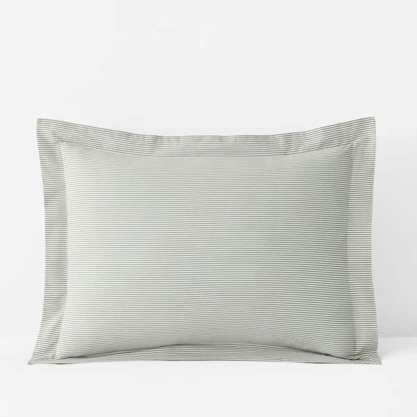 Company Cotton Stripe Yarn-Dyed Stripe Green Cotton Percale Standard Sham