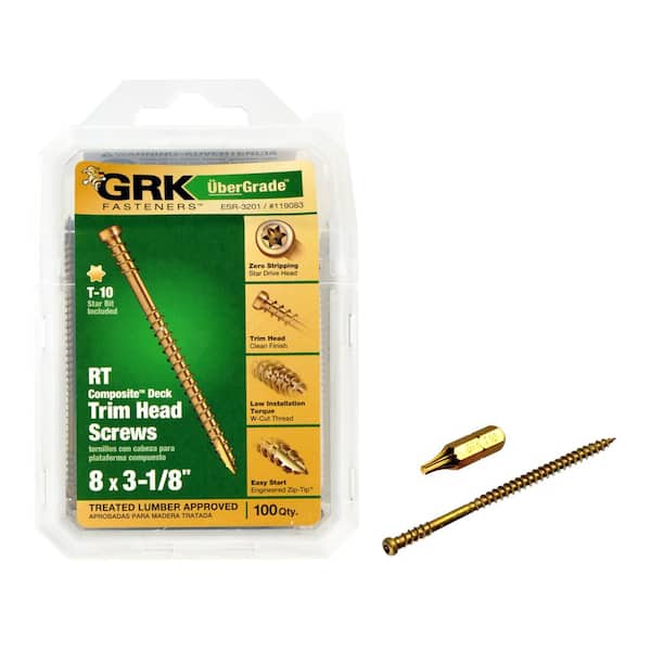 GRK Fasteners #8 x 3-1/8 in. Star Drive Trim-Head RT Composite Finish Screw (100 per Pack)