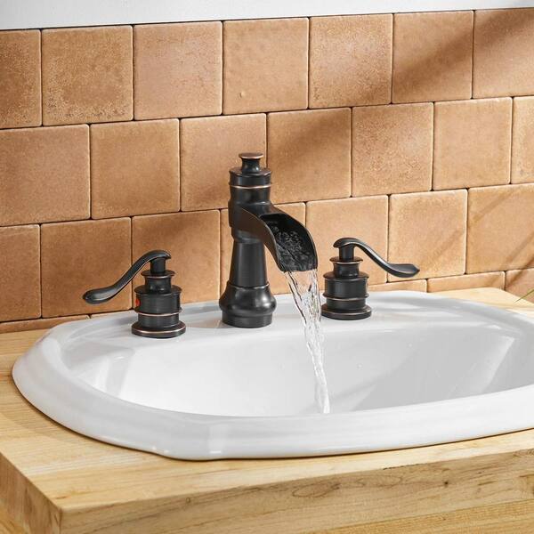 その他 faucetwo eg BWE 8 in. Waterfall Widespread 2-Handle Bathroom Faucet With