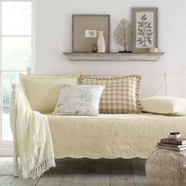 Stone Cottage Trellis 5-Piece Ivory Solid Cotton Daybed Bedding Set