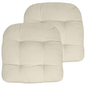 19 in. x 19 in. x 5 in. Solid Tufted Indoor/Outdoor Chair Cushion U-Shaped in Cream (2-Pack)