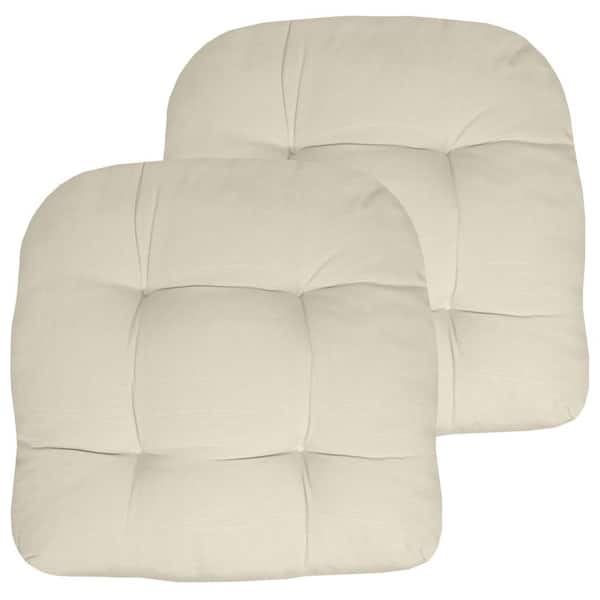 Sweet Home Collection 19 in. x 19 in. x 5 in. Solid Tufted Indoor/Outdoor Chair Cushion U-Shaped in Cream (2-Pack)