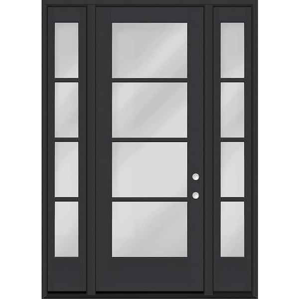 Legacy 68 in. x 96 in. Icon 4L Modern Clear Glass LHIS Black Fiberglass Prehung Front Door w/ 2-14 in.SL 6-9/16 in. Jamb