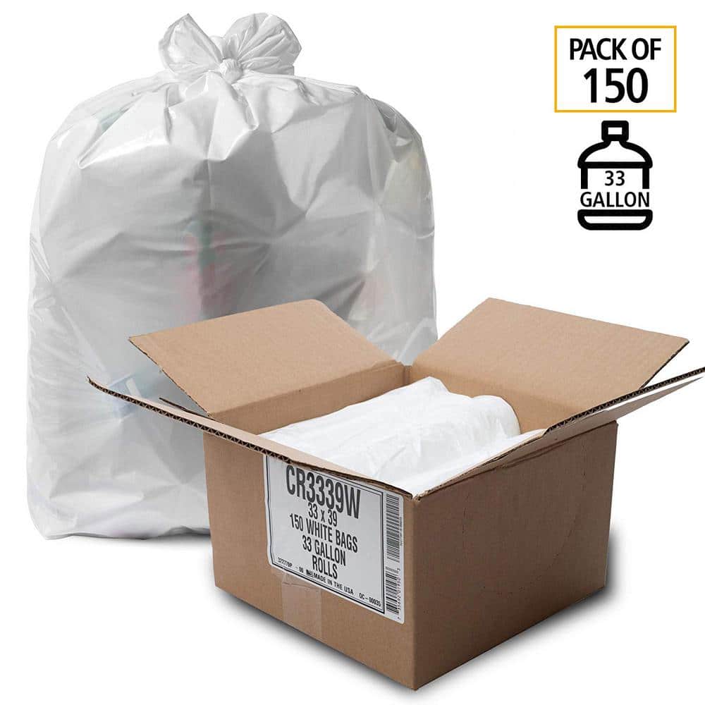 33 Gallon Trash Bags, Recycling Bag, 33 X 39” Garbage Bags (100  COUNT/CLEAR) – O